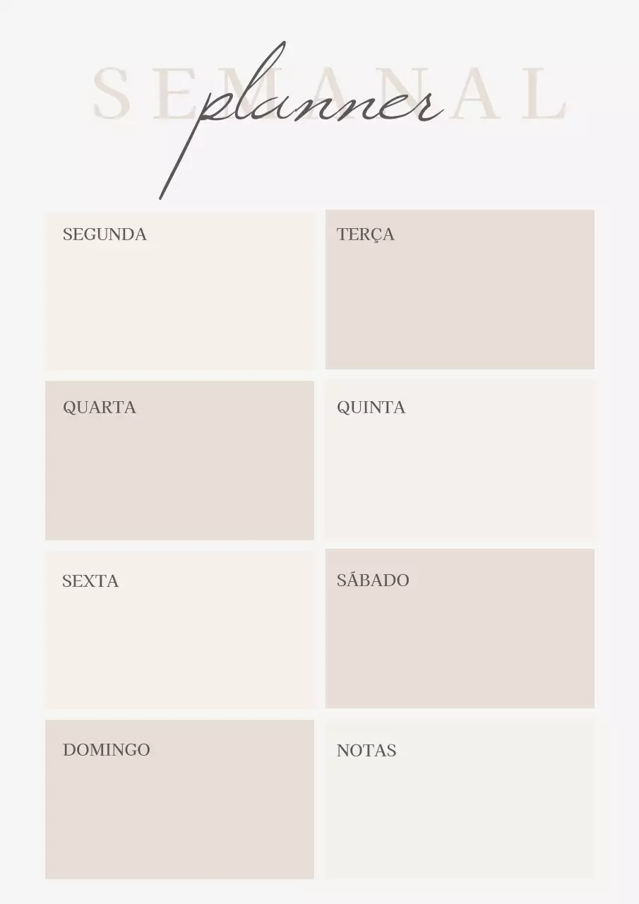 Cartaz Web do Planejador Semanal Minimalista Bege