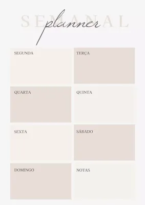 Cartaz Web do Planejador Semanal Minimalista Bege