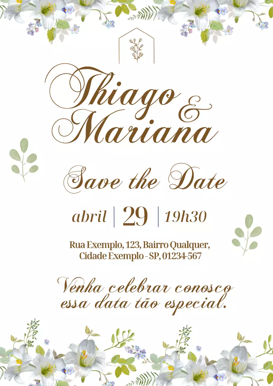 Cartaz de convite de casamento elegante branco