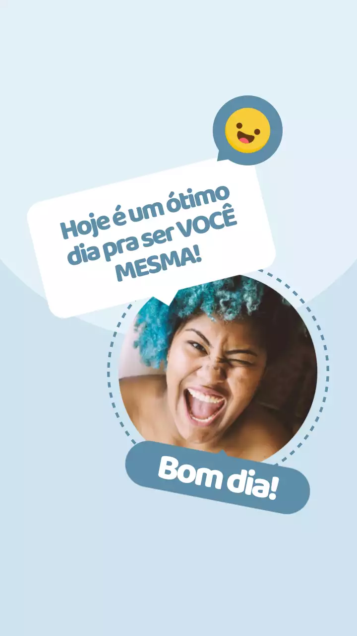 Bom dia, postagem moderna em azul e branco no Instagram