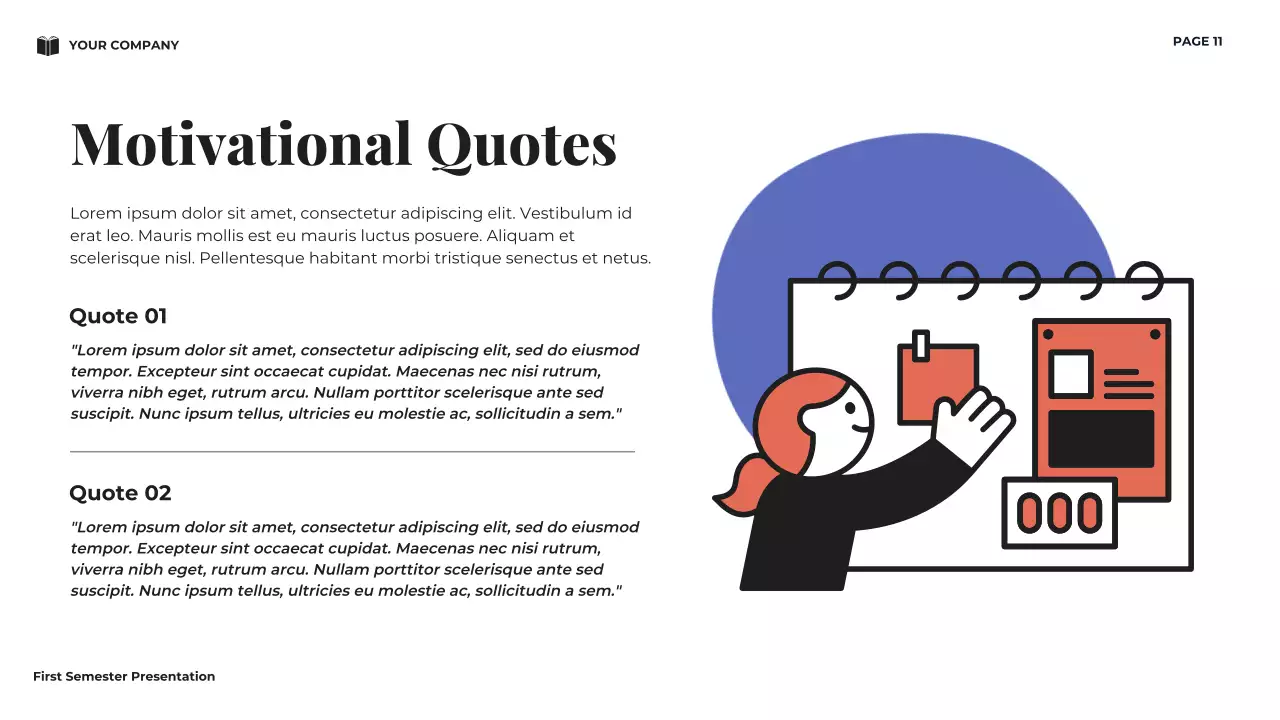 Navy Minimal University First Semester Vision Presentation