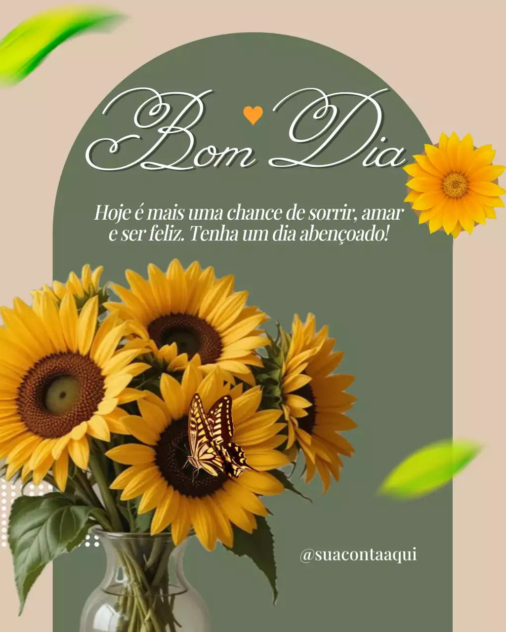 Postagem no Instagram com cartão de felicitações floral bege