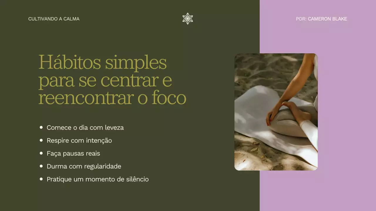 Apresentação do Guia de Bem-Estar Minimalista Roxo