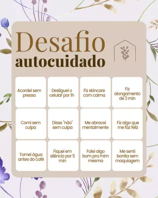 Postagem do Instagram do Planejador de Autocuidado Floral Bege