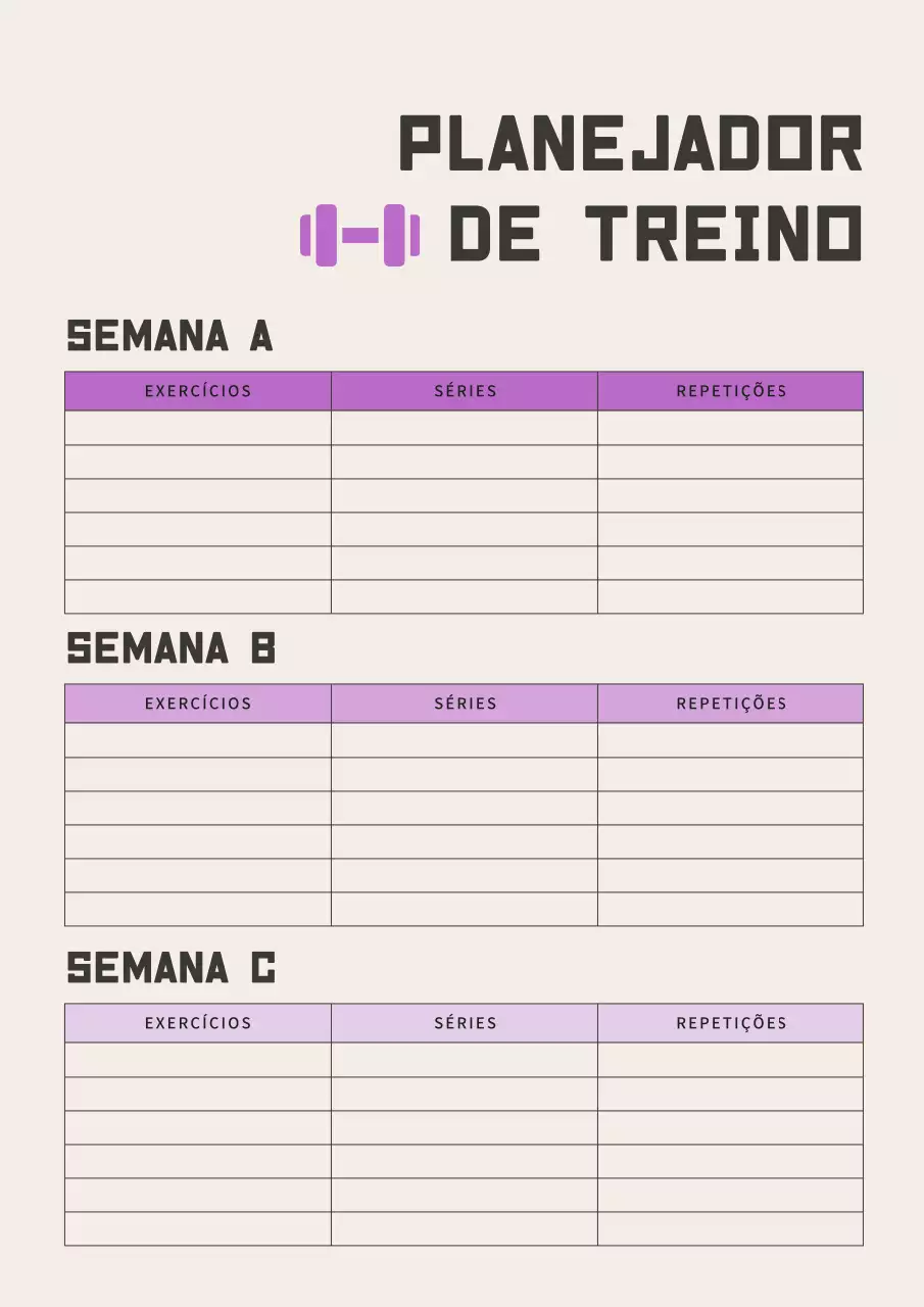 Pôster de planejador de condicionamento físico minimalista bege