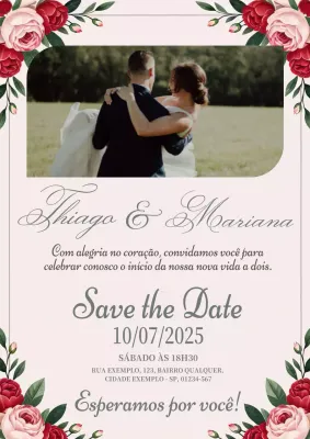 Cartaz de convite de casamento elegante rosa