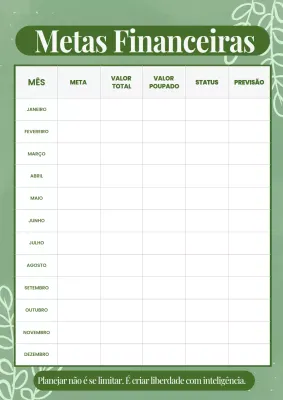 Pôster de Planejador Financeiro Minimalista Verde