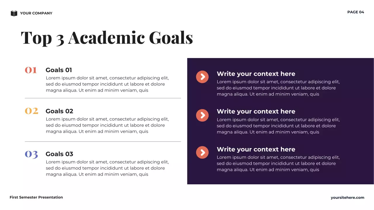 Navy Minimal University First Semester Vision Presentation