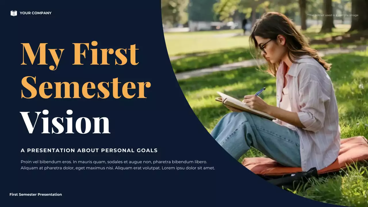 Navy Minimal University First Semester Vision Presentation