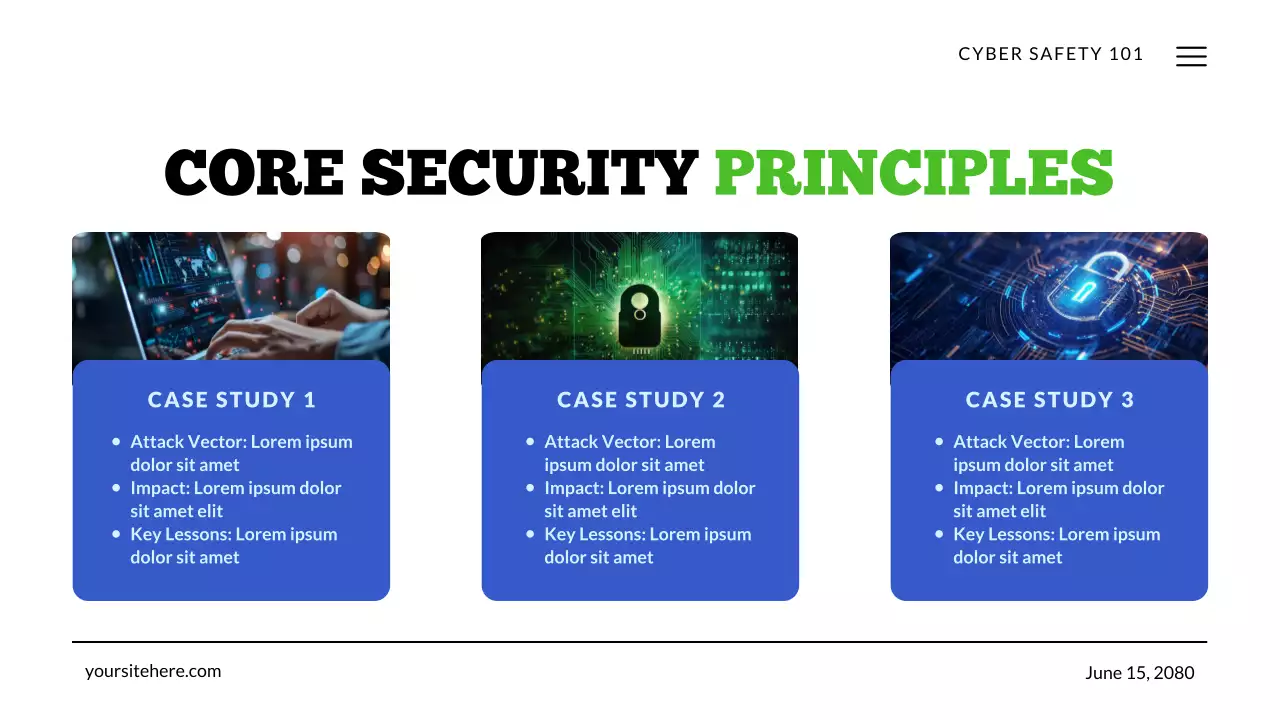 Apresentação de conscientização sobre segurança cibernética verde e azul