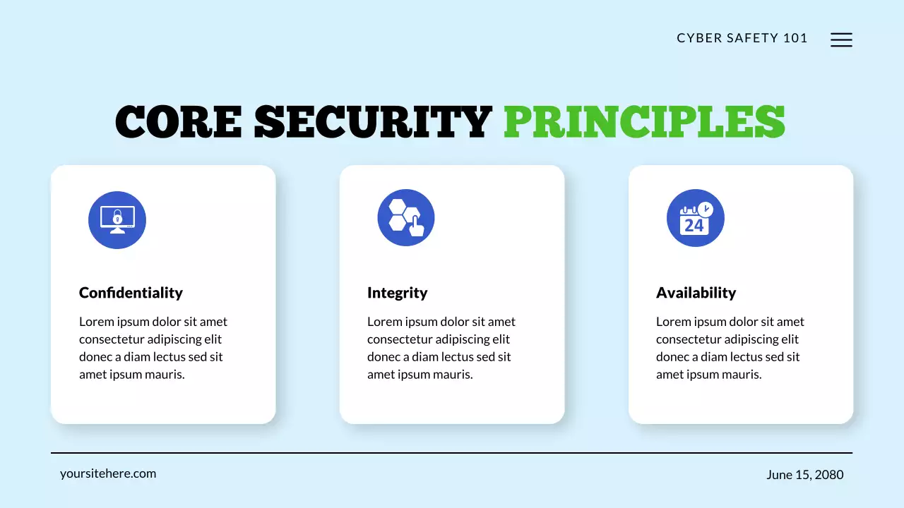 Apresentação de conscientização sobre segurança cibernética verde e azul