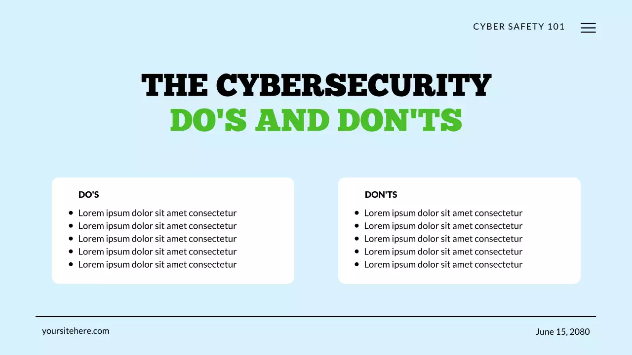 Apresentação de conscientização sobre segurança cibernética verde e azul