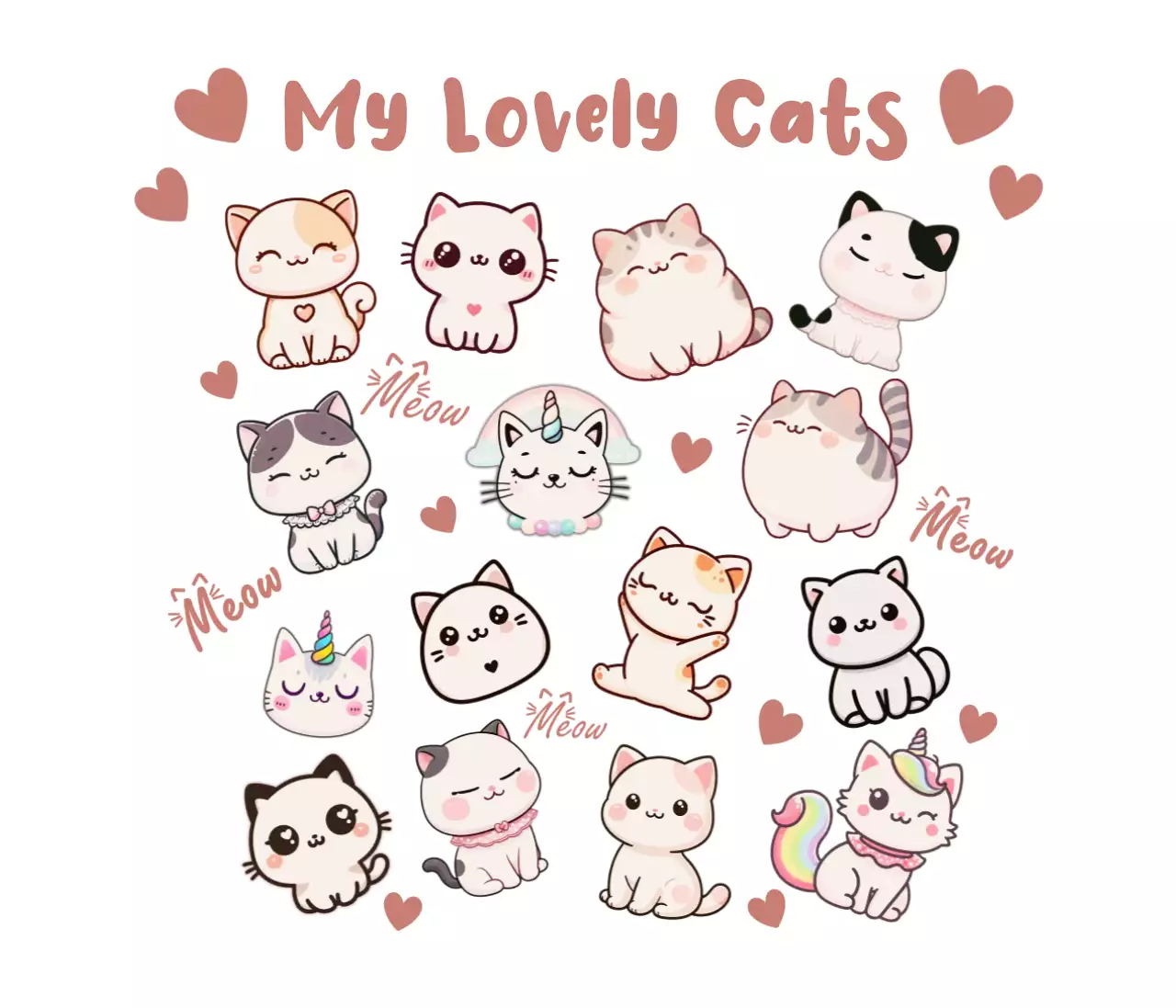 핑크 아기자기한 고양이 스티커