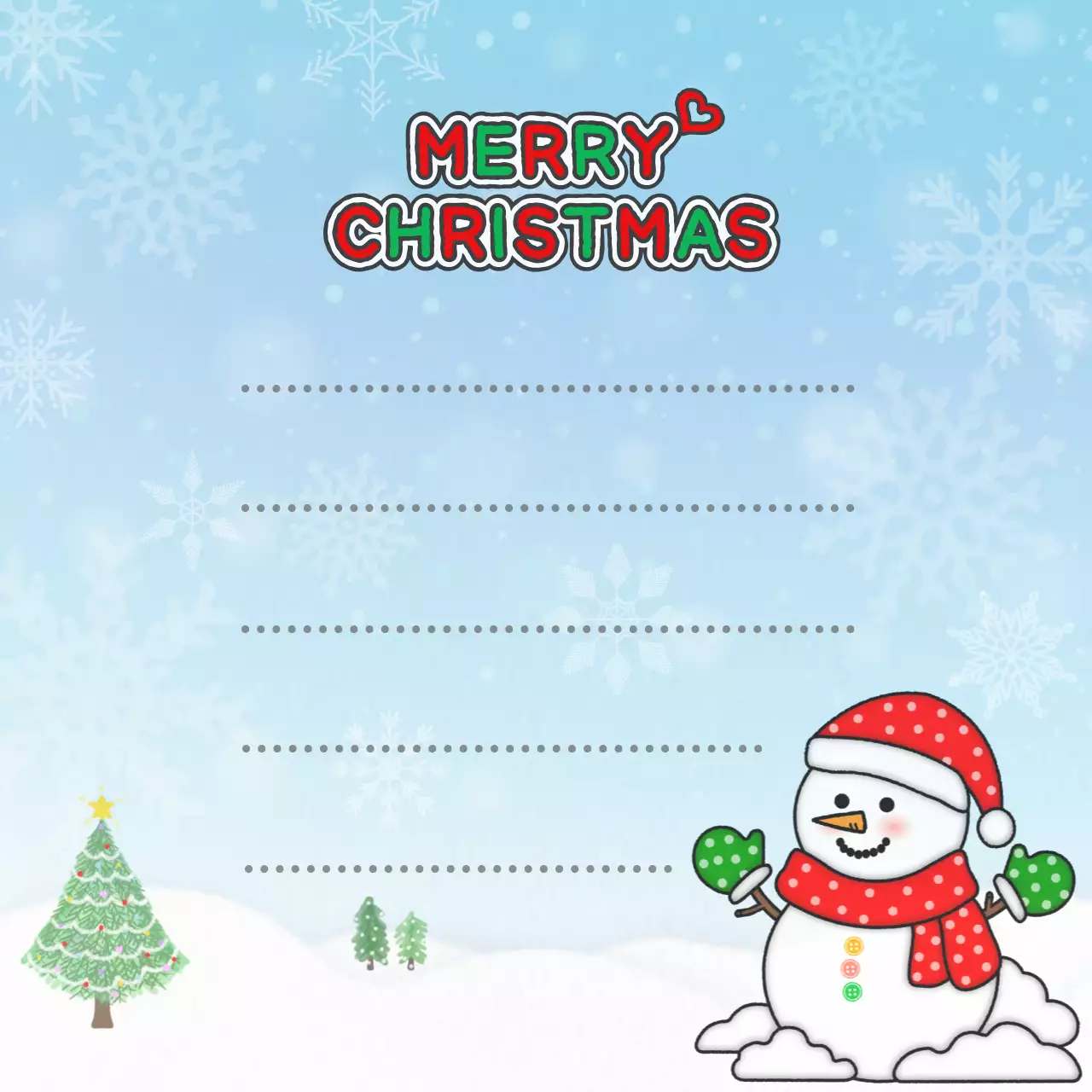 하늘색 아기자기한 크리스마스 메모지