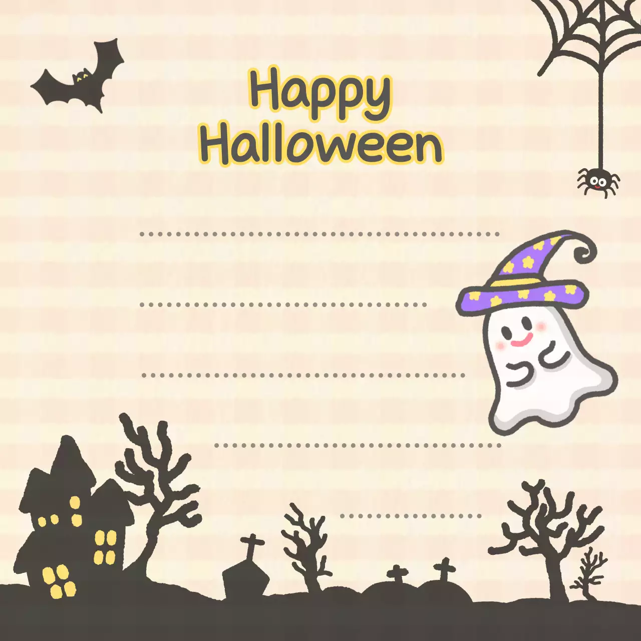 베이지 아기자기한 할로윈 메모지