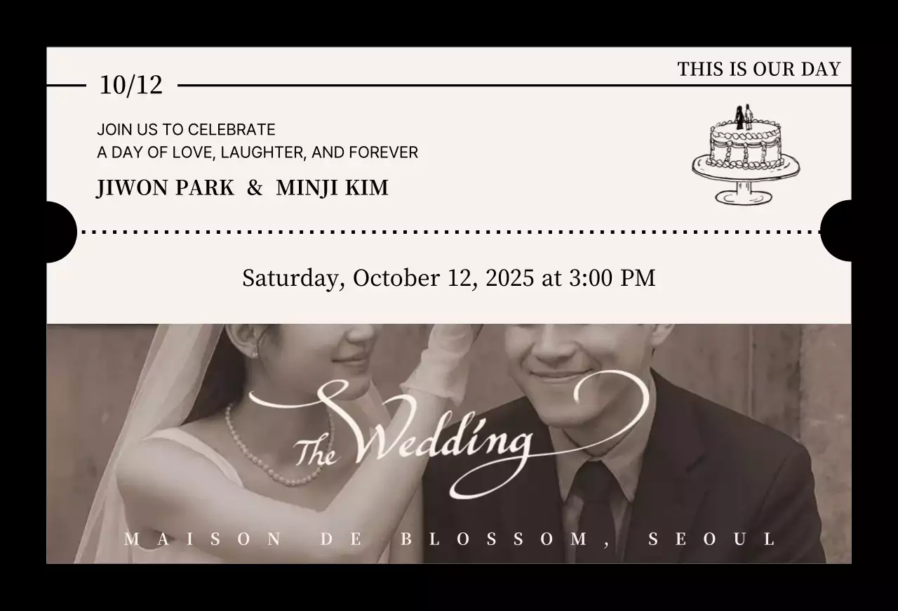 베이지 클래식 결혼 초대장