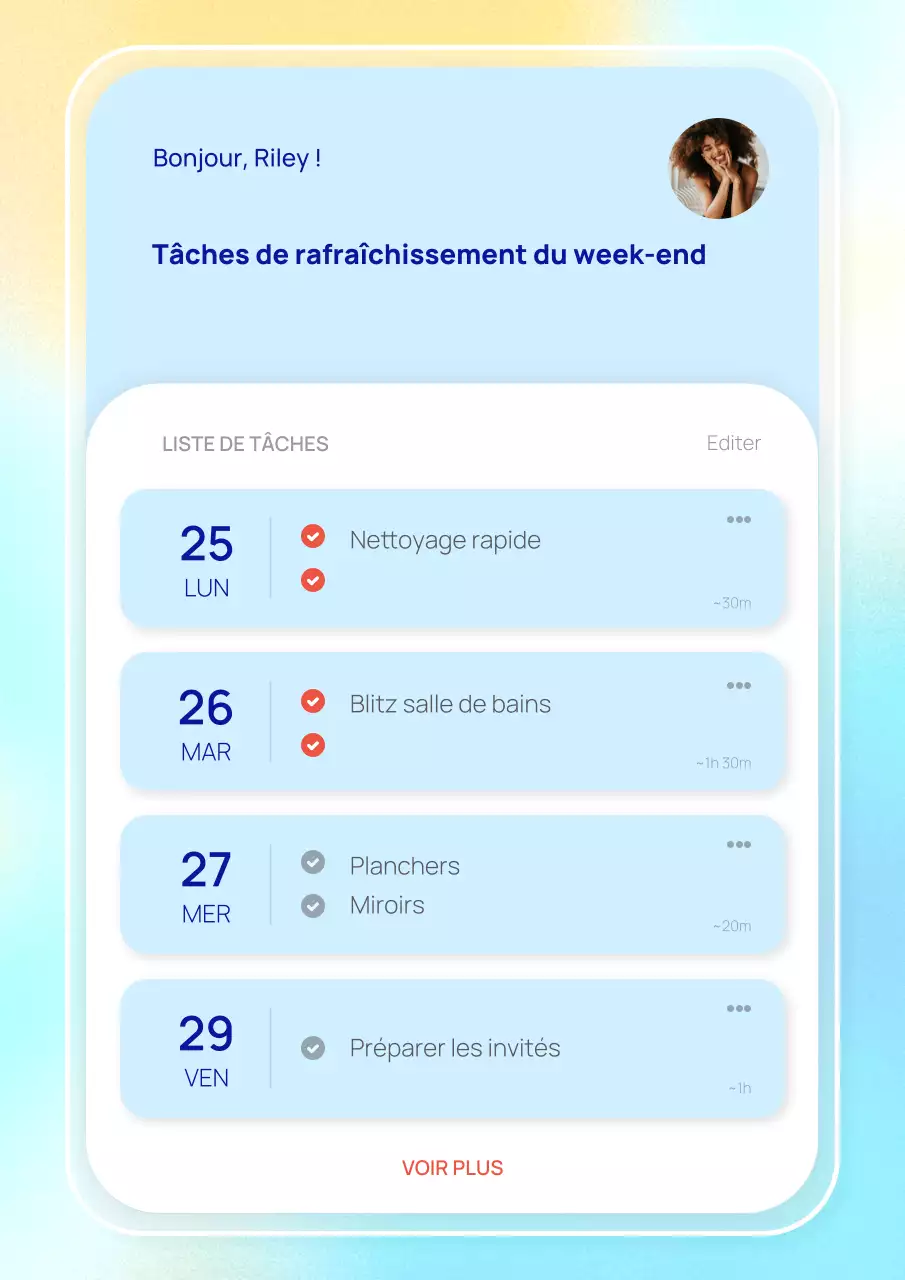 Affiche de planification de tâches moderne bleue