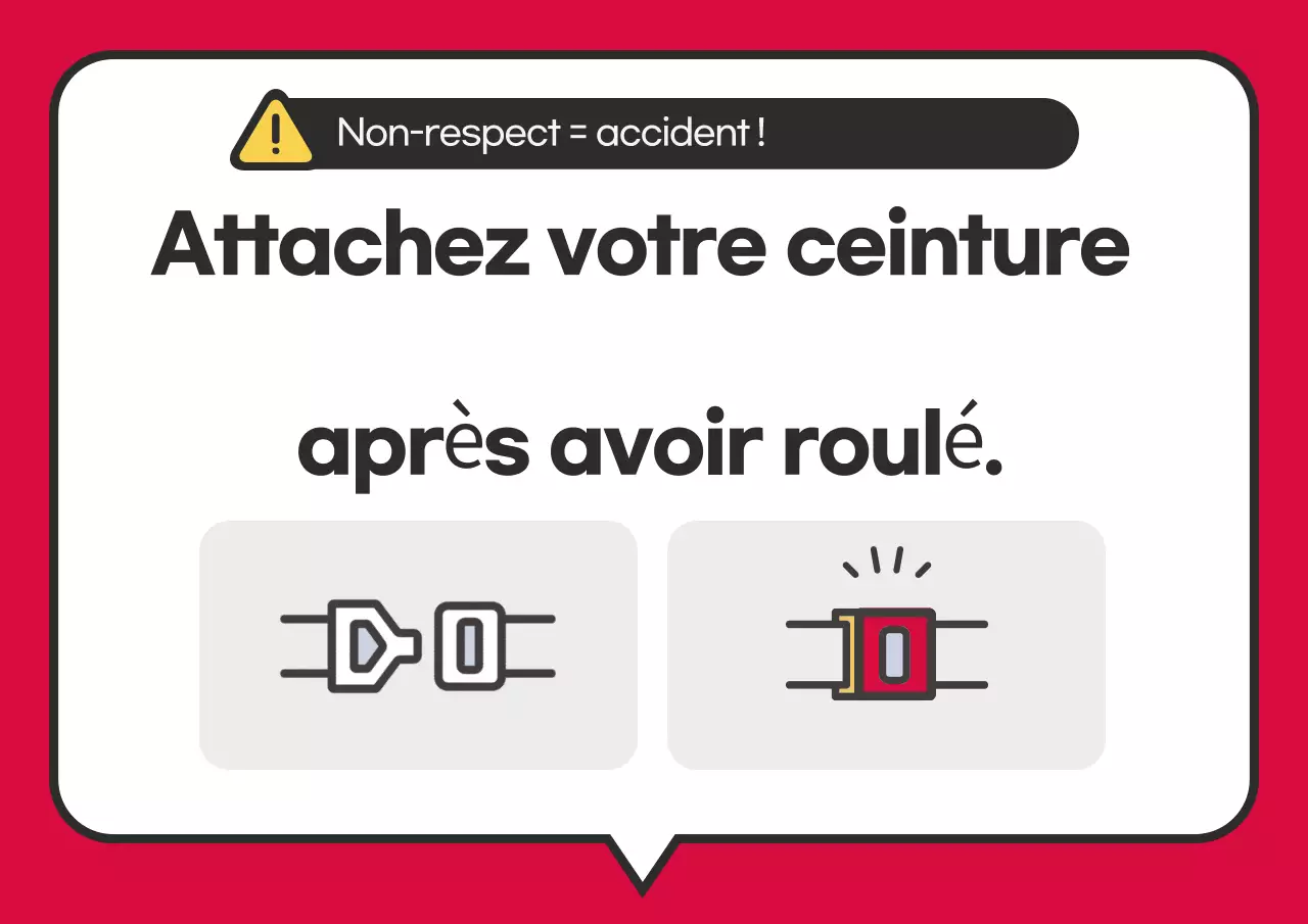 Avis sur le port de la ceinture de sécurité dans les autobus interurbains rouges et propres