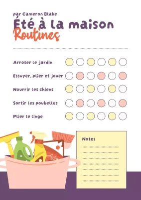 Affiche simple et violette de liste de choses à faire à la maison