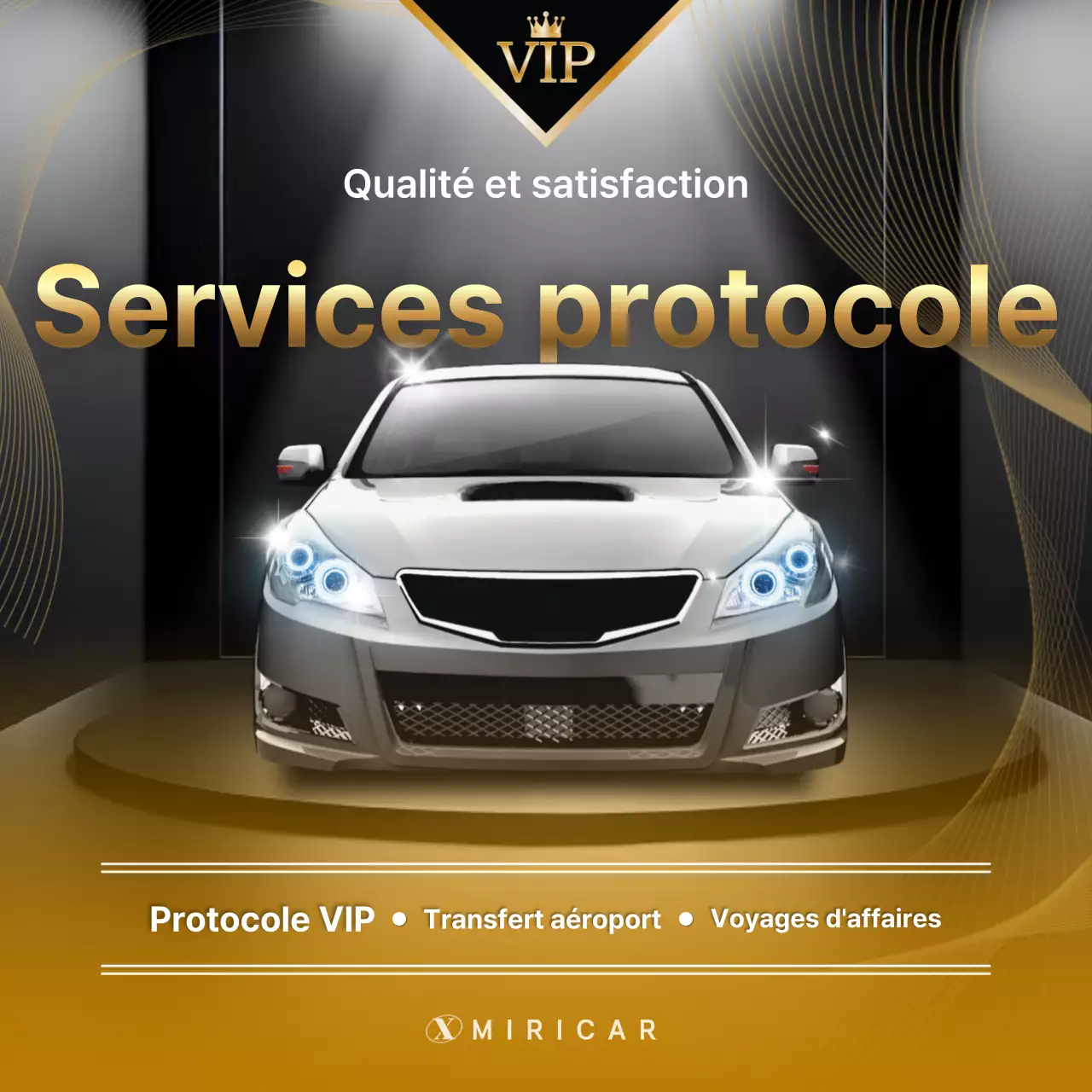 Publicité pour un service de courtoisie de voiture de luxe noire