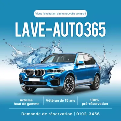 Publicité pour le lave-auto moderne bleu
