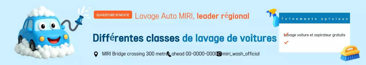 Publicité pour le lavage de voiture Sky Blue Clean