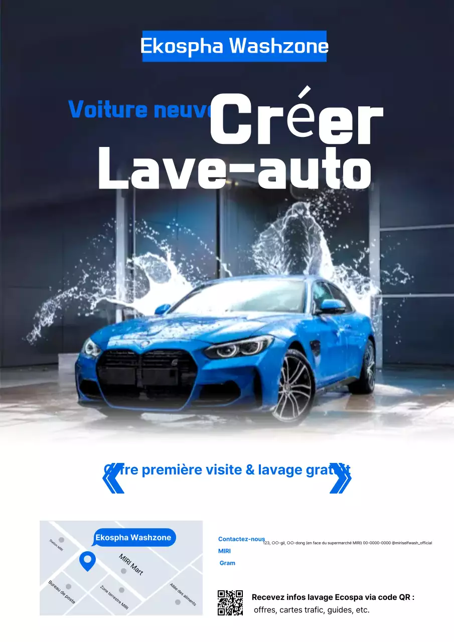 Publicité pour le lave-auto moderne bleu