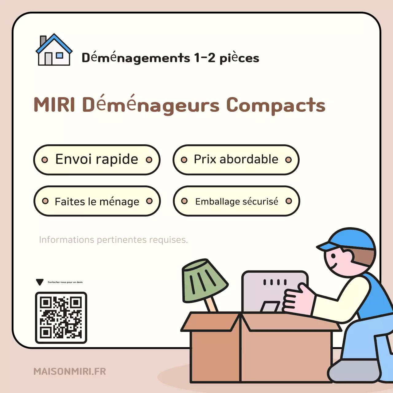 Publicité de déménagement simple et beige