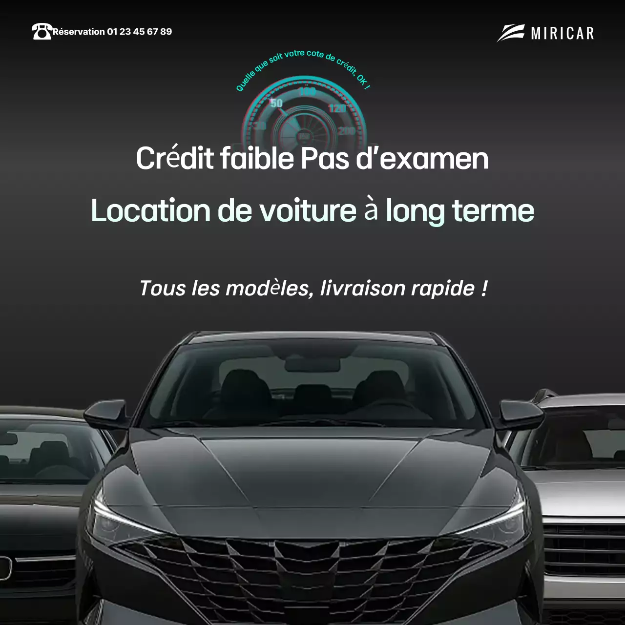 Publicité de location de voiture moderne noire