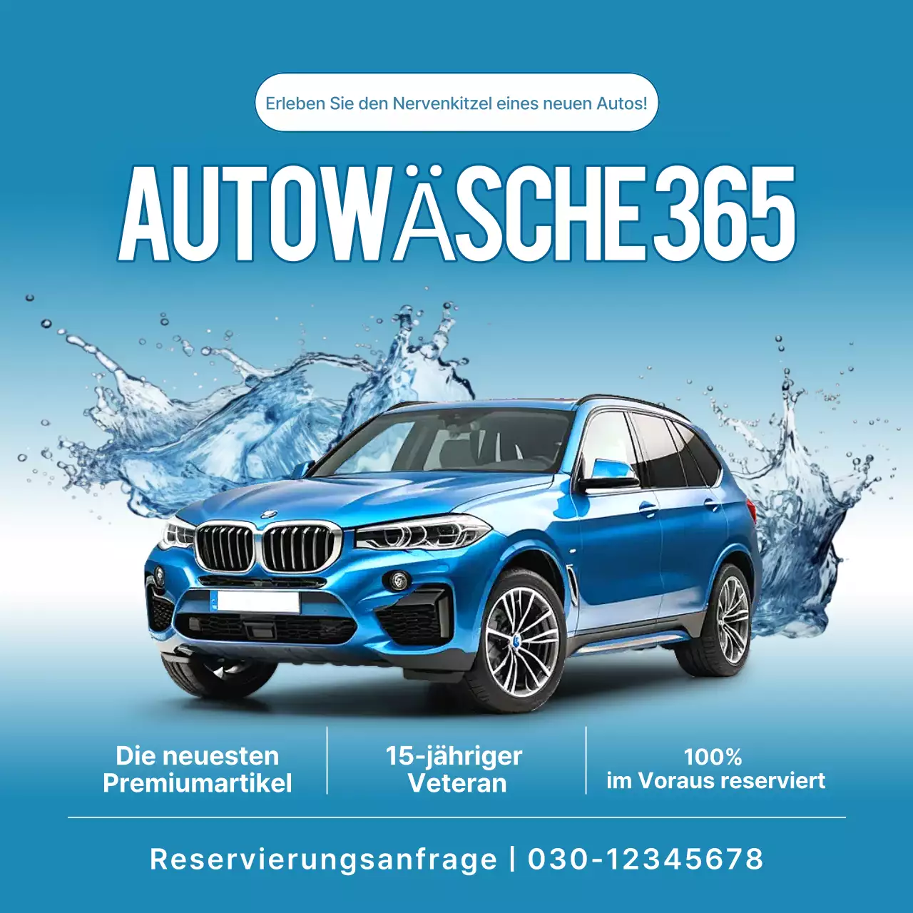 Blaue moderne Autowaschwerbung