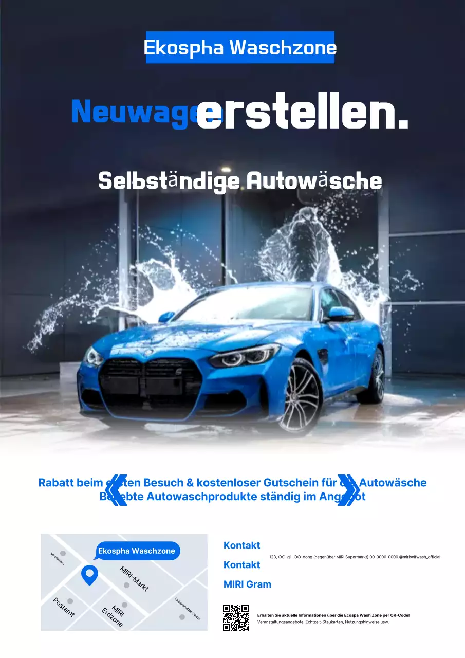 Blaue moderne Autowaschwerbung