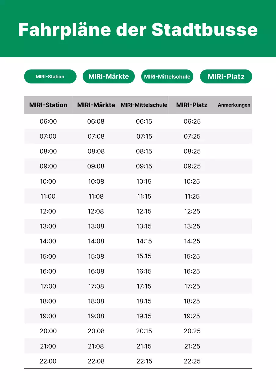 Green Simple City Busfahrplanführer