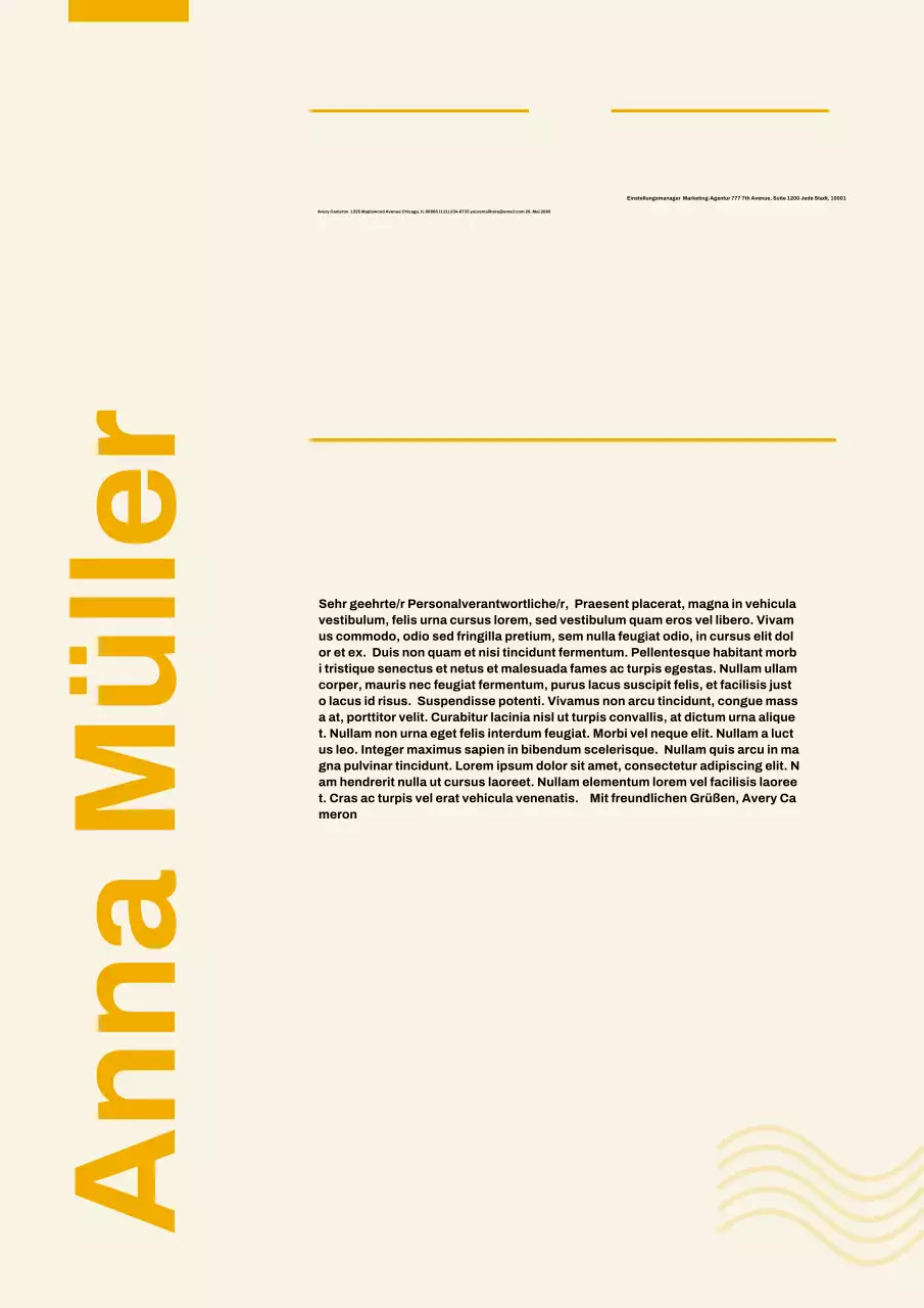 Gelbes Anschreiben-Dokument im Schweizer Stil Poster