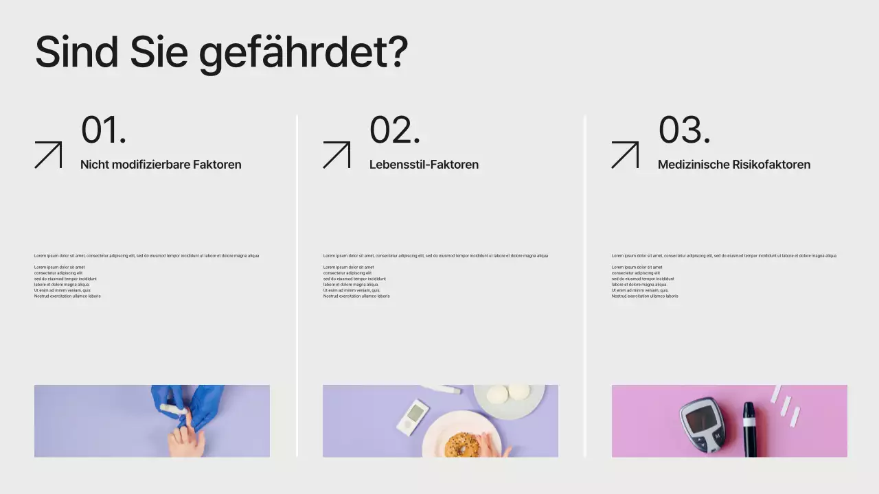 Weiß-schwarze moderne minimalistische Diabetesprävention Präsentation