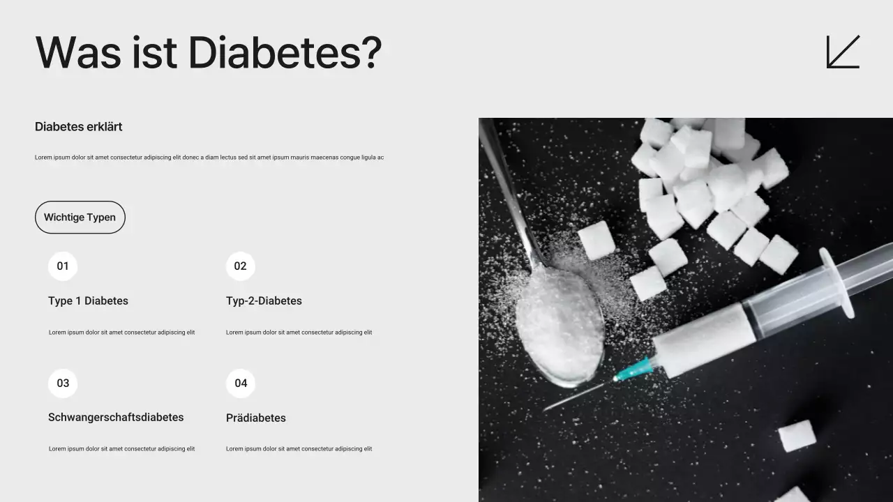 Weiß-schwarze moderne minimalistische Diabetesprävention Präsentation