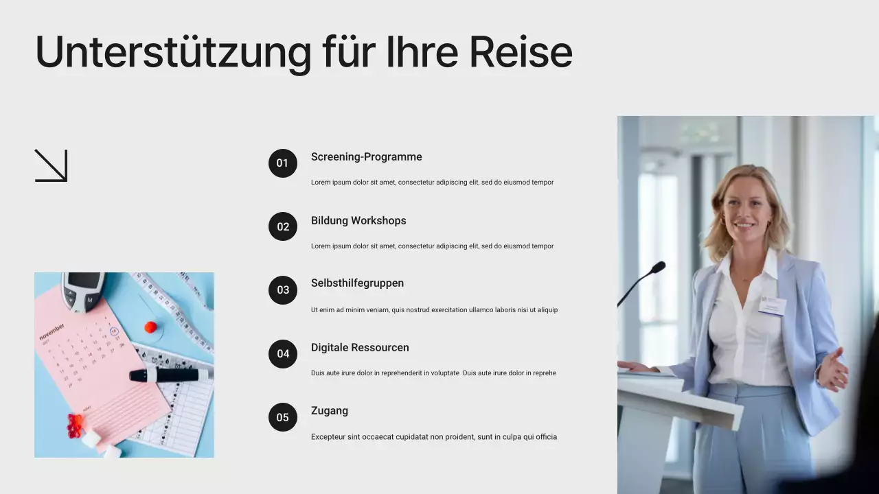 Weiß-schwarze moderne minimalistische Diabetesprävention Präsentation