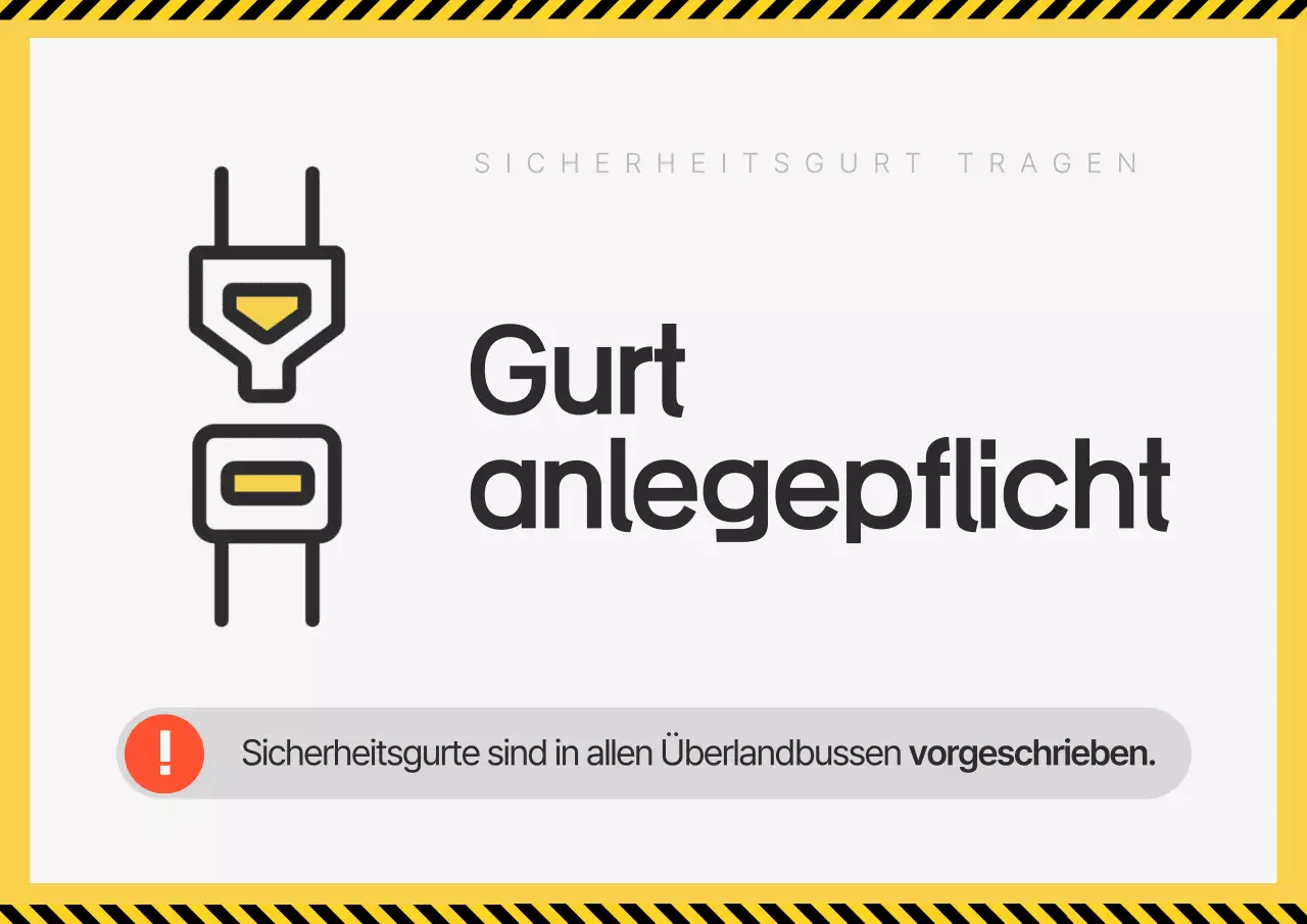 Gelber einfacher Hinweis zum Anlegen des Sicherheitsgurts im Intercity-Bus