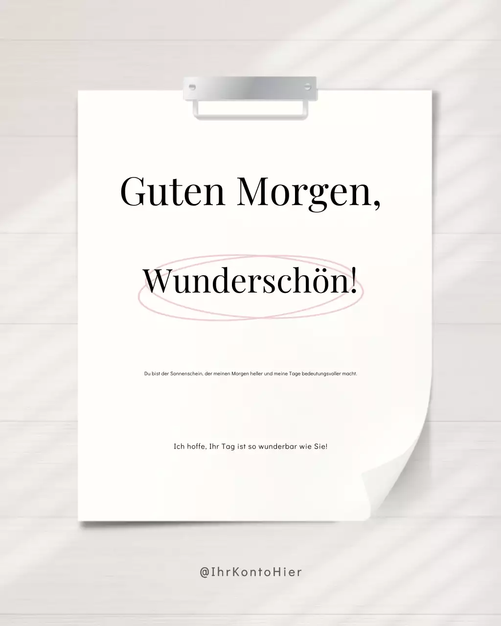 Weiße minimalistische Morgengrußkarte Instagram-Post