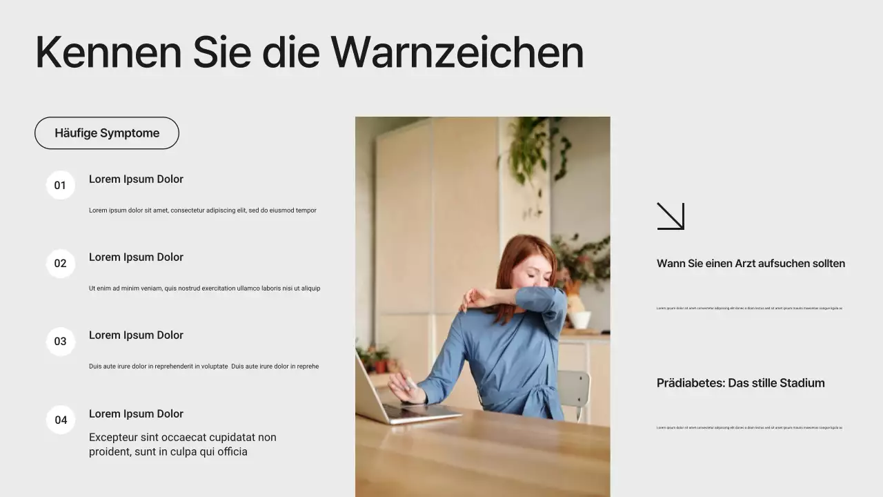 Weiß-schwarze moderne minimalistische Diabetesprävention Präsentation