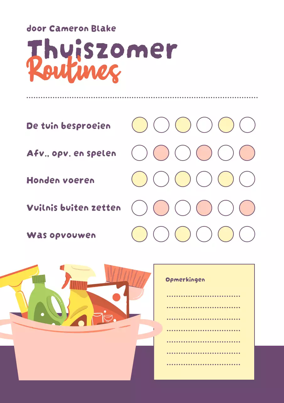 Paarse eenvoudige thuis-to-do-lijstposter