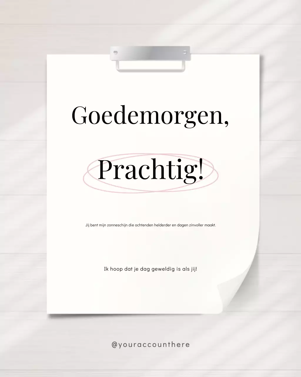 Witte minimalistische ochtendgroetkaart Instagram-post