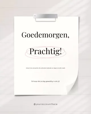 Witte minimalistische ochtendgroetkaart Instagram-post