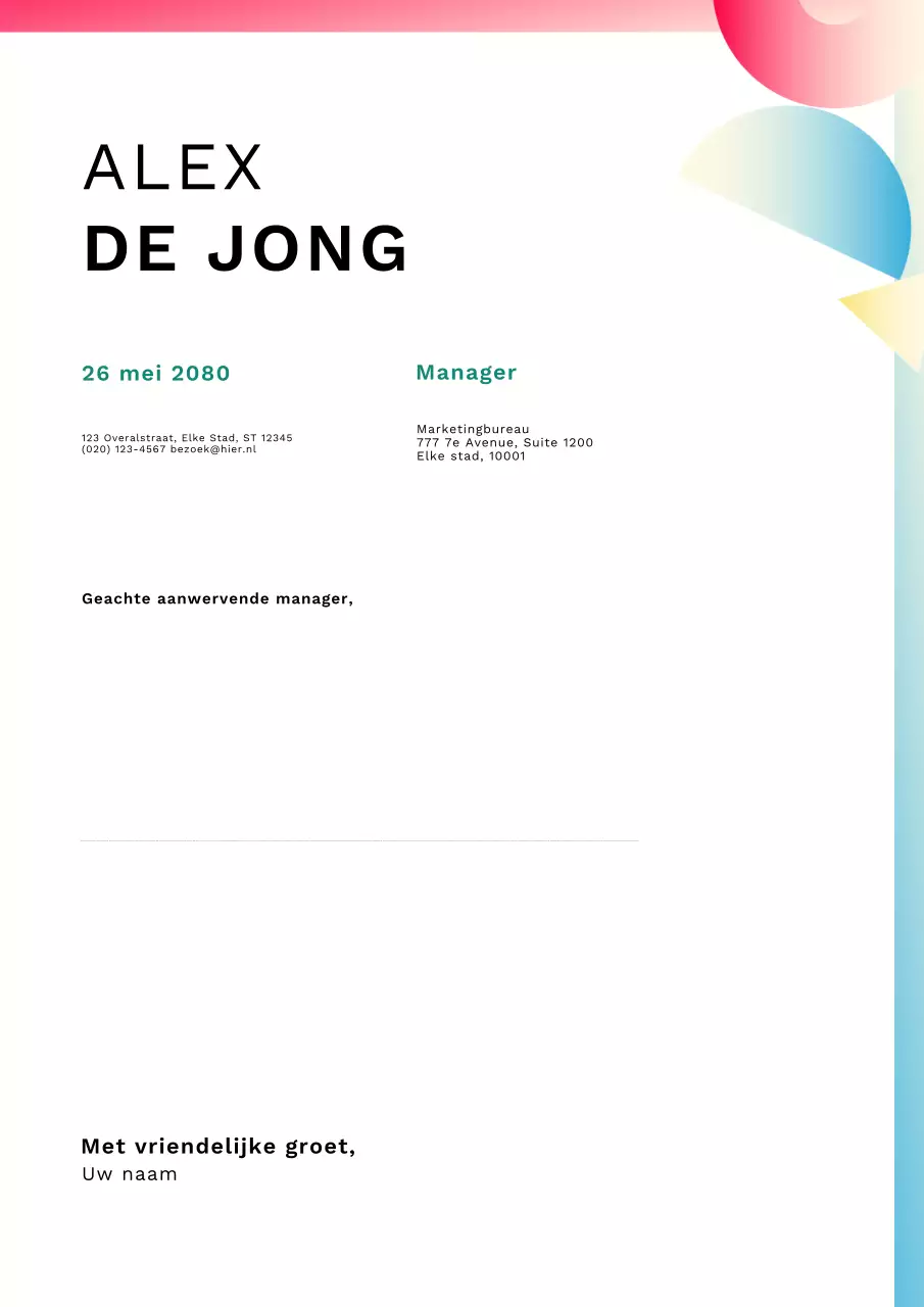 Poster met sollicitatiebrief met schone gradiënt