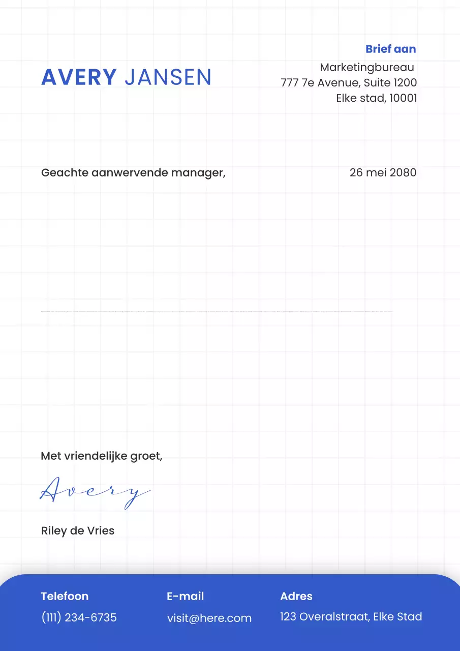 Blauwe moderne zakelijke briefhoofdposter