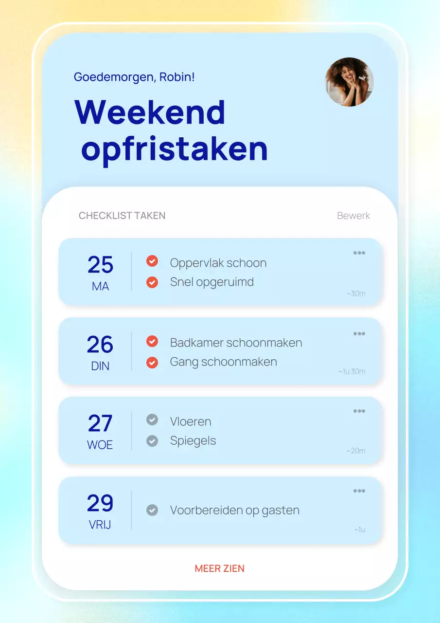 Blauwe moderne takenplannerposter