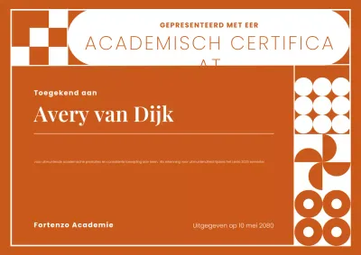 Oranje en witte, opvallende geometrische academische certificaatposter