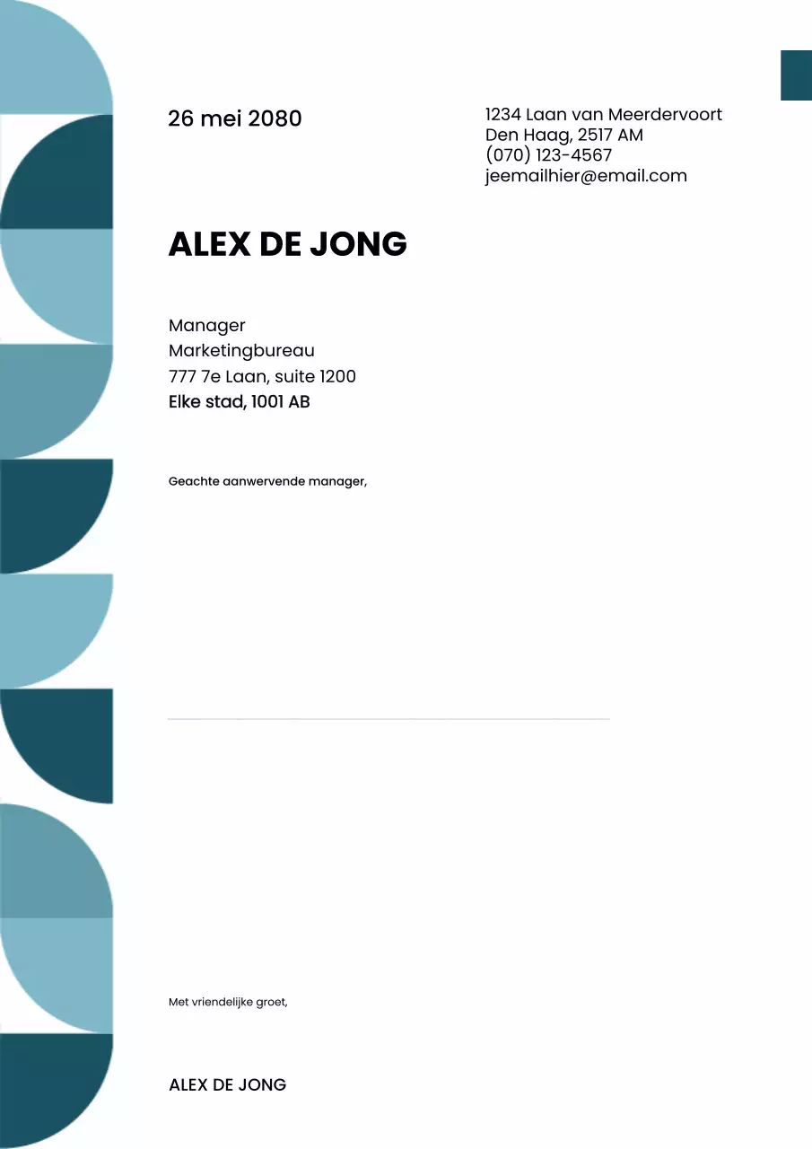 Blauwgroene geometrische zakelijke briefhoofdposter