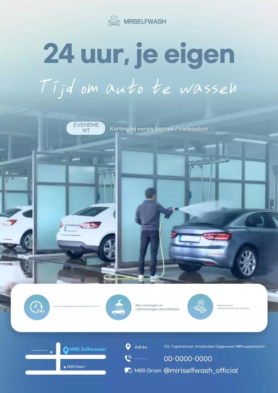 Sky Blue Moderne Autowas Promotie