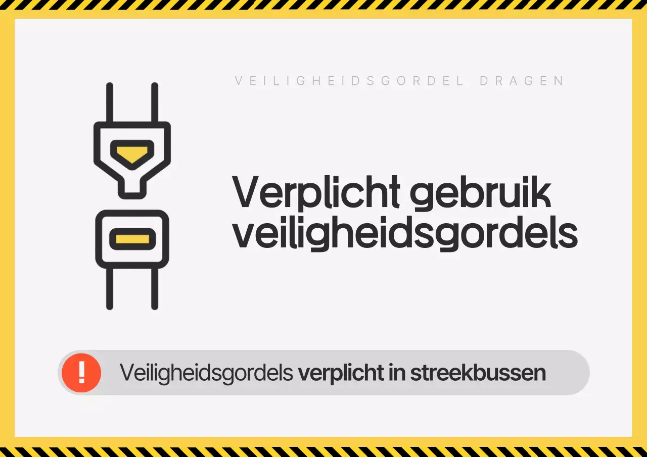 Gele eenvoudige intercitybus veiligheidsgordel waarschuwing