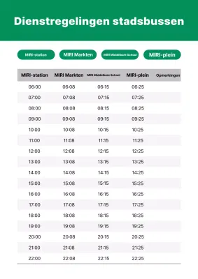 Groene Eenvoudige Stadsbus Dienstregeling Gids